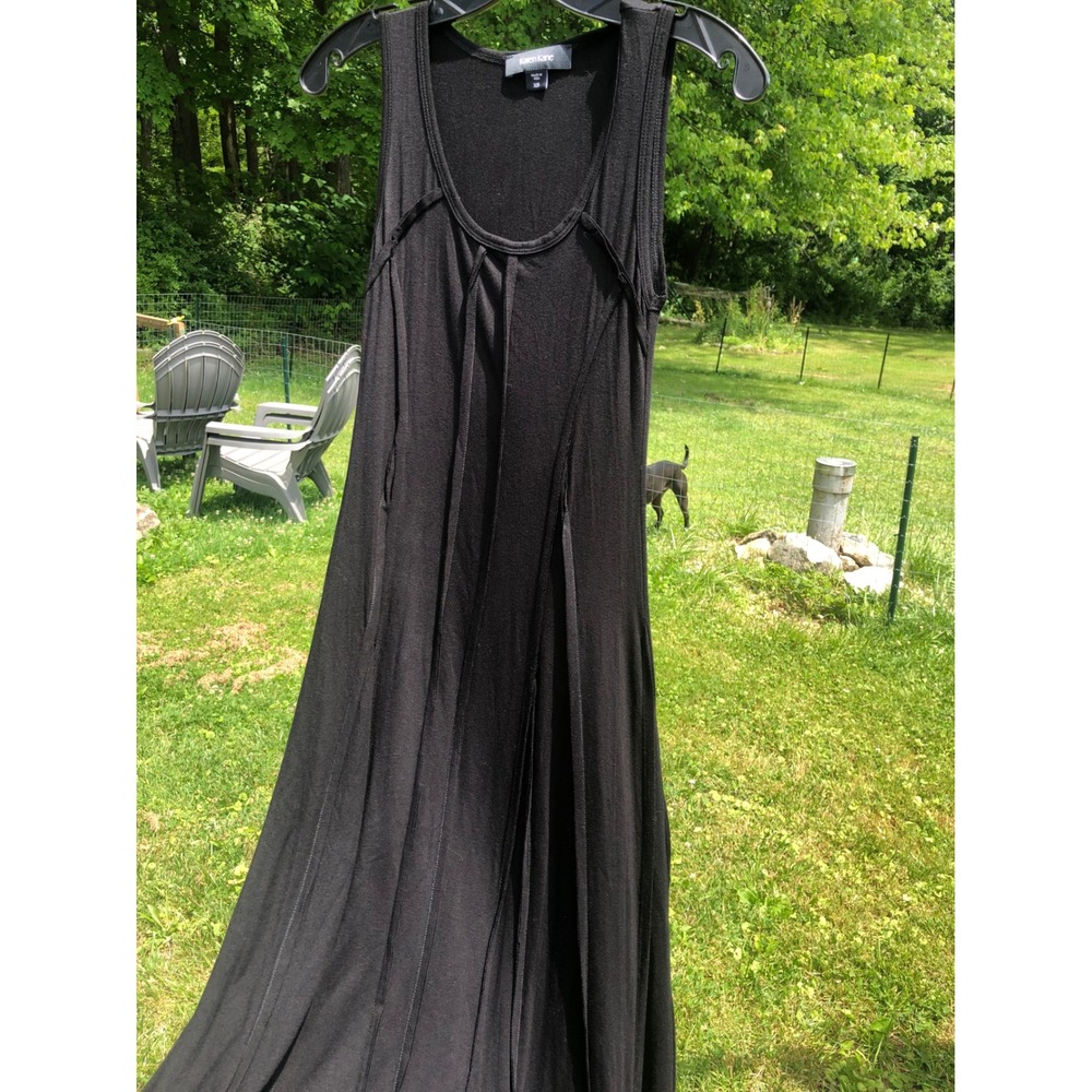 Karen Kane Black Sleeveless Maxi Dress Scoop Neck Seam Detail XS